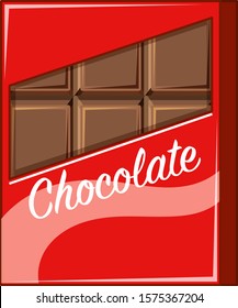 Chocolate bar in red wrapper illustration