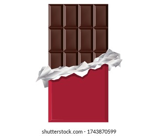 Chocolate Bar Red Wrapper On White Stock Vector (Royalty Free ...