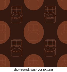 Chocolate bar seamless pattern, coffee color chocolate dessert, vector illustration for textiles and wrapping paper