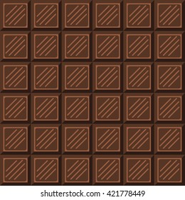 Chocolate bar seamless pattern. Milk natural chocolate square tiles texture.