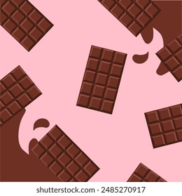 Chocolate bar seamless pattern vector illustration.