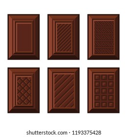 Chocolate Bar Set on White Background. Vector