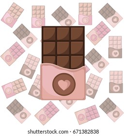 Chocolate bar set pattern background Vector icon template