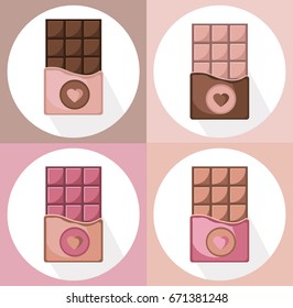 Chocolate bar set Vector icon template