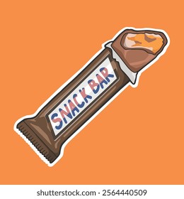 Chocolate Bar, Snack Bar Sticker Vector Cute Illustration