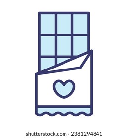 Chocolate bar with squares in wrapper icon vector on trendy design