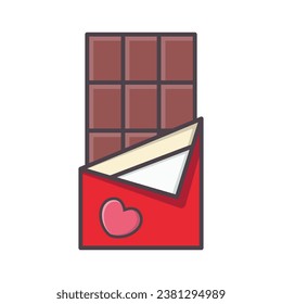 Chocolate bar with squares in wrapper icon vector on trendy design