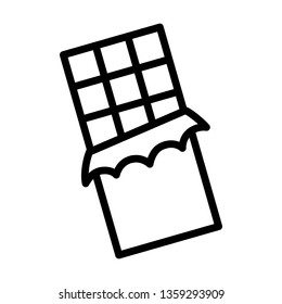 Chocolate bar with squares in wrapper line art vector icon for apps and websites