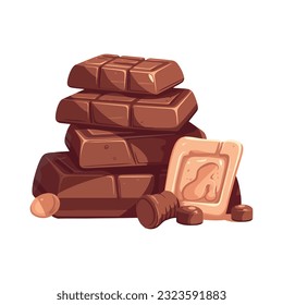 Chocolate bar stacks over white