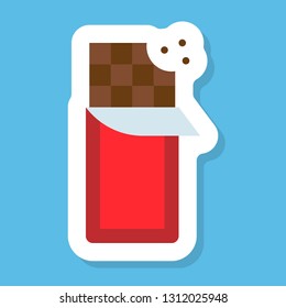 Chocolate bar sticker vector, Isolated flat design icon