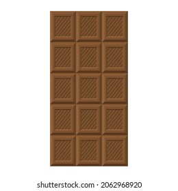 Chocolate Bar. Sweet cacao snack Illustration. Flat style candy bar for logo, sticker, print, label, recipe, menu, package design and decoration
