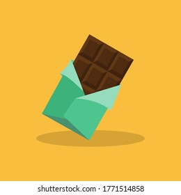Chocolate bar. Sweet snack food. Flat design. Vector illustration