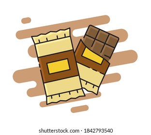 Chocolate bar. Sweets. Chocolate in vector linear style. Color illustration in a flat style.