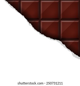 chocolate bar under torn corner of page