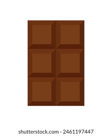 Barra de chocolate. Chocolate cuadrado sin envolver. Ilustración vectorial de producto orgánico de cacao aislado sobre fondo blanco