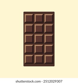 Chocolate bar. Unwrapped square block chocolate. vector illustration, flat style