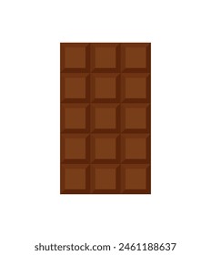 Chocolate bar. Unwrapped square chocolate. Cocoa organic product vector illustration isolated on white background