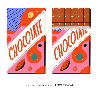Chocolate bar vector cartoon illustration isolated on white background.