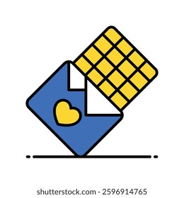 Chocolate bar vector filled outline icon. EPS 10 file