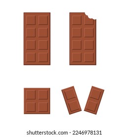 Schokoladenleiste, Vektorflachkollektion. Schokoladenkugel im Flachstil-Design