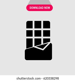 Chocolate Bar Vector Icon, A bar of chocolate candysymbol. Simple, modern flat vector illustration for mobile app, website or desktop app 