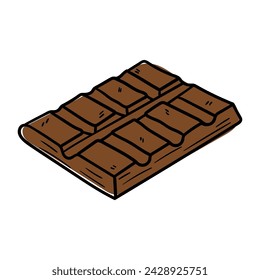 Icono de vector de barra de chocolate en estilo doodle. Símbolo en diseño simple. Objeto de dibujos animados dibujado a mano aislado sobre fondo blanco.