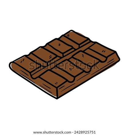 Chocolate bar vector icon in doodle style. Symbol in simple design. Cartoon object hand drawn isolated on white background.