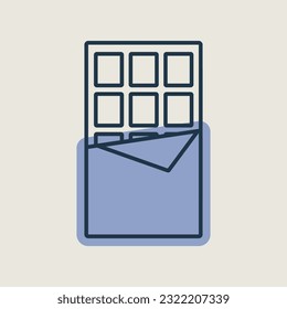 Chocolate bar vector icon. Fast food sign. Graph symbol for cooking web site and apps design, logo, app, UI