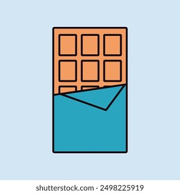 Chocolate bar vector icon. Fast food sign. Graph symbol for cooking web site and apps design, logo, app, UI