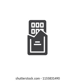 Chocolate bar vector icon. filled flat sign for mobile concept and web design. Chocolate bar package simple solid icon. Symbol, logo illustration. Pixel perfect vector graphics