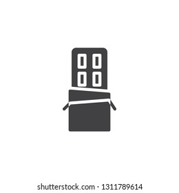Chocolate bar vector icon. filled flat sign for mobile concept and web design. Allergy food, chocolate simple glyph icon. Symbol, logo illustration. Pixel perfect vector graphics