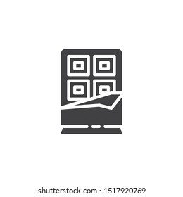 Chocolate bar vector icon. filled flat sign for mobile concept and web design. Chocolate glyph icon. Symbol, logo illustration. Vector graphics