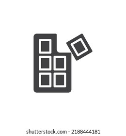 Chocolate bar vector icon. filled flat sign for mobile concept and web design. Chocolate glyph icon. Symbol, logo illustration. Vector graphics