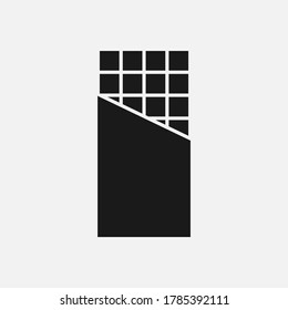Icono vectorial de barra de chocolate aislado en fondo blanco. Pictograma de aperitivo.