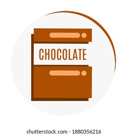 Chocolate bar, vector illustration of a box of chocolate snack bars, minimalist flat design, for illustration of dental health, sweet snacks, sweet chocolate