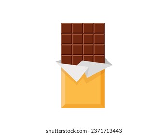 Ilustración vectorial de barra de chocolate.  Barra de chocolate embalaje de oro oscuro