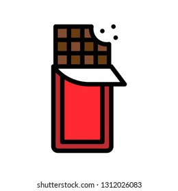 Chocolate bar vector illustration, filled style icon editable outline