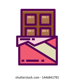 chocolate bar, vector illustration isolated on white background