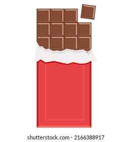 Bar de chocolate. Ilustración vectorial aislada en fondo blanco.