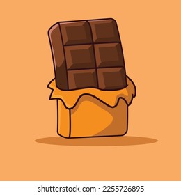 ilustración vectorial de barra de chocolate aislada con fondo de frente