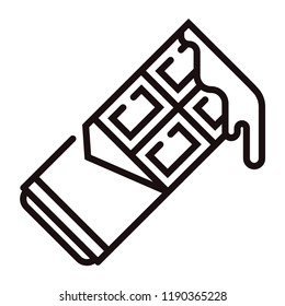 Chocolate bar vector illustration in line stroke design