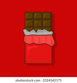 chocolate bar vector illustration.flat style.isolated on red background.suitable for icon,sticker,clip art,wallpaper,etc