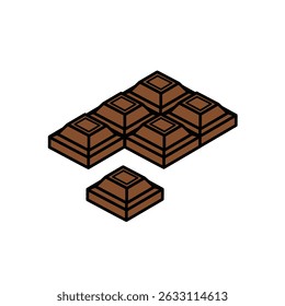 Chocolate Bar Vector Image, Chocolate bar Vector Isolated Image, Simple Chocolate Sweets Bar Image Illustration.