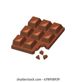 Chocolate bar, vector isolate on white background.