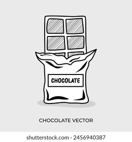 chocolate bar vector outlined with half wrap