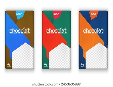 Chocolate bar vector packaging design. Nuts chocolate set.