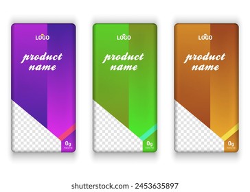 Chocolate bar vector packaging design. Nuts chocolate set.