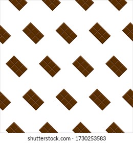 Chocolate bar vector pattern isolated on white background