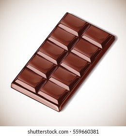 Chocolate bar vector realistic illustration
