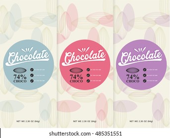 barra de chocolate - conjunto vectorial de elementos de diseño y patrón sin fisuras para el fondo del envase de chocolate en estilo lineal.